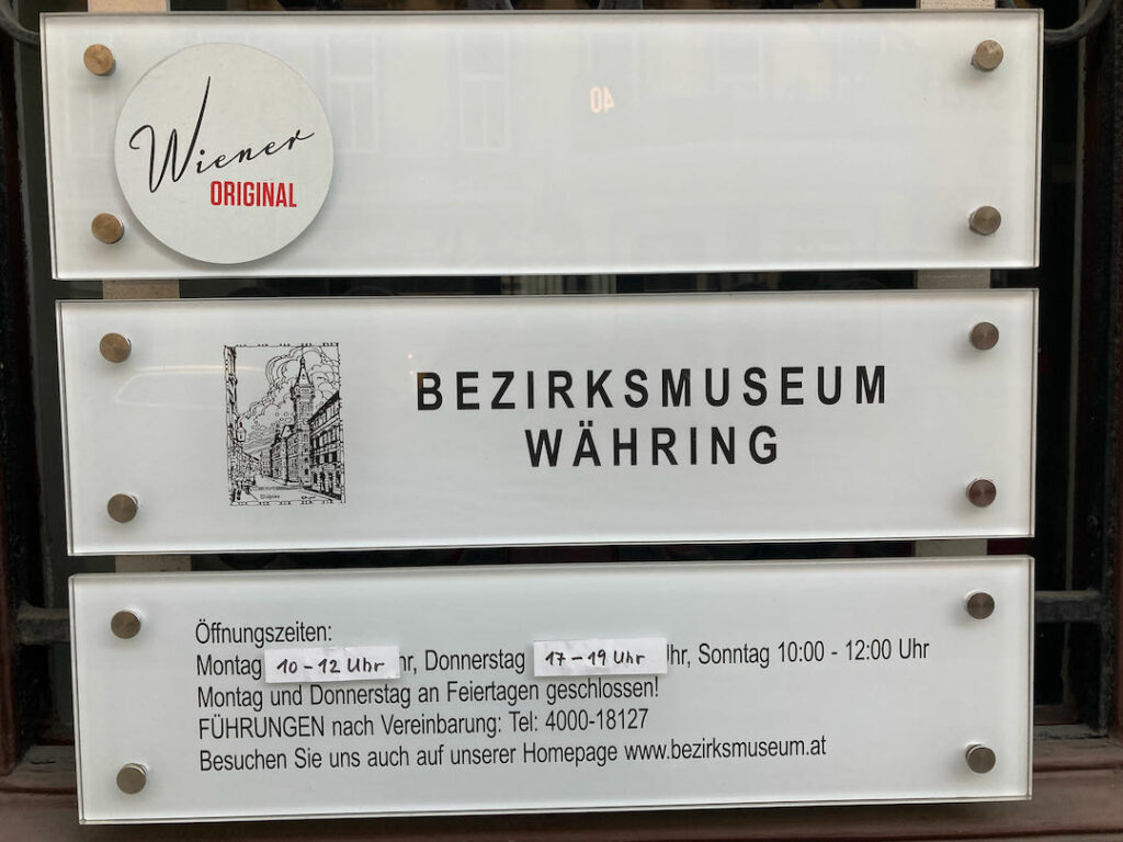 Türschild Bezirksmuseum Währing